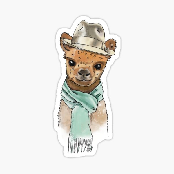 Cool Alpaca wearing a Fedora Sticker