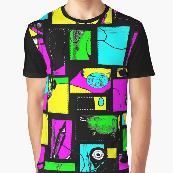 Granny s Things Coloured With Black Threads Abstracted Graphic T-Shirt
