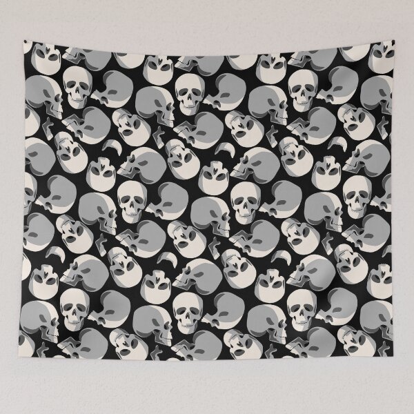 Item preview, white skull skeleton pattern print designed and sold by Gossip Rag.