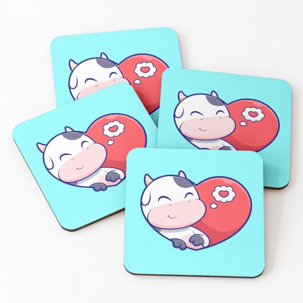 Item preview, Moo Love: Cute Cow with Love Heart Sign - Cartoon Illustration designed and sold by hjian8219.