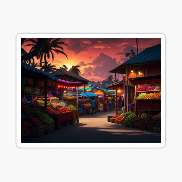 Vista previa del artículo con la obra «Mercado del Caribe», diseñado y vendido por Cybermed.