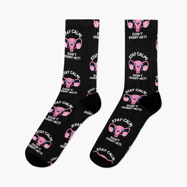 Item preview, Stay Calm Don't Ovary-Act Funny Anatomy Puns (Dark BG) designed and sold by punnybone.