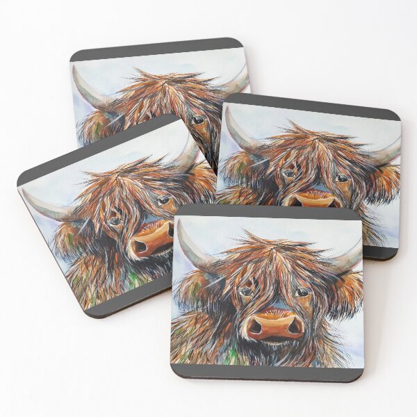 Item preview, Highland cow, watercolour painting by Marina Daniluka designed and sold by MariDaniArt.