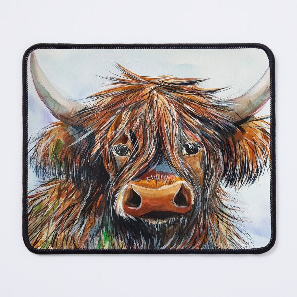 Item preview, Highland cow, watercolour painting by Marina Daniluka designed and sold by MariDaniArt.