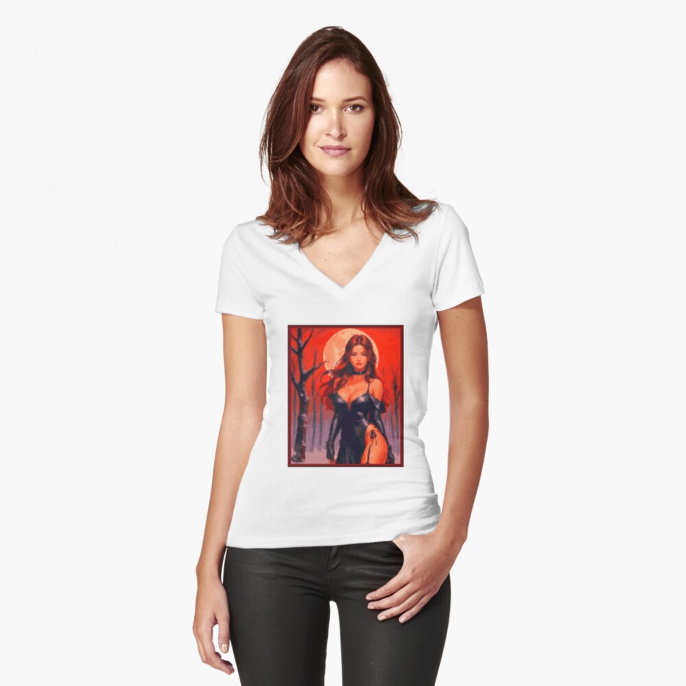 Item preview, Fitted V-Neck T-Shirt designed and sold by 8bitglam.