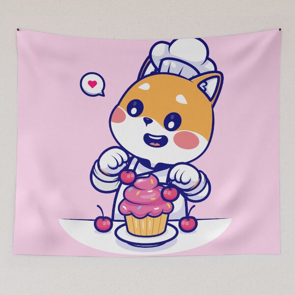 Item preview, Chef Shiba Inu: Cute Dog Cooking Cake - Cartoon Illustration designed and sold by hjian8219.