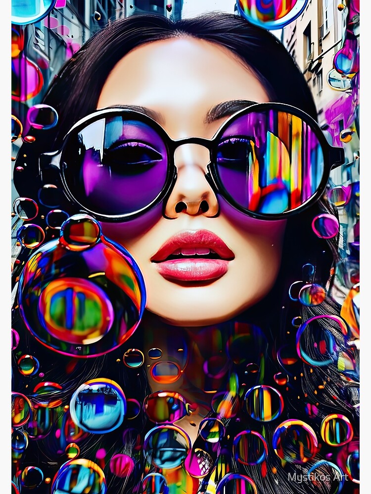Holographic Sunglasses Bubble Woman Psychedelic Art | Poster