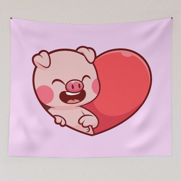 Item preview, Adorable Pig Love: Cute Pig with Love Heart Sign - Cartoon Illustration designed and sold by hjian8219.