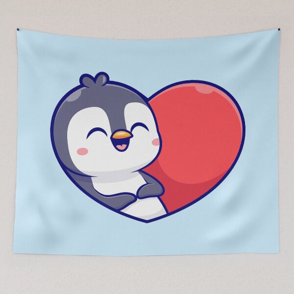 Item preview, Penguin Love: Cute Penguin with Love Heart Sign - Cartoon Illustration designed and sold by hjian8219.