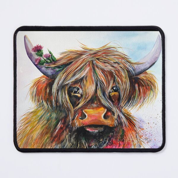Item preview, Highland cow, watercolour painting by Marina Daniluka designed and sold by MariDaniArt.