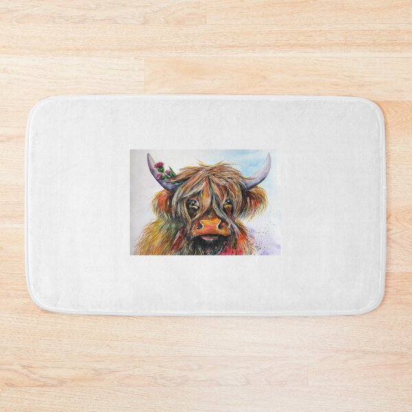 Item preview, Highland cow, watercolour painting by Marina Daniluka designed and sold by MariDaniArt.