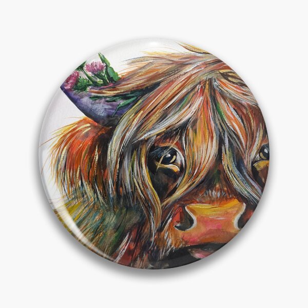 Item preview, Highland cow, watercolour painting by Marina Daniluka designed and sold by MariDaniArt.