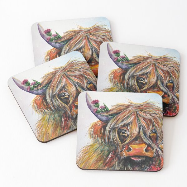 Item preview, Highland cow, watercolour painting by Marina Daniluka designed and sold by MariDaniArt.