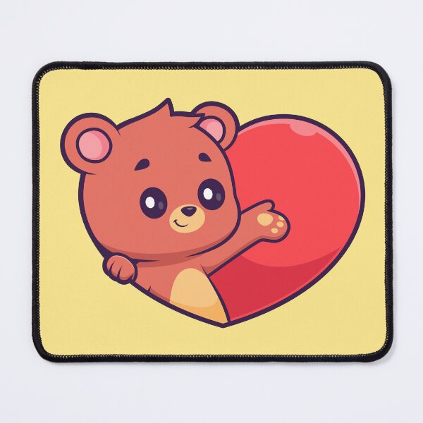Item preview, Bear Hugs: Cute Bear with Love Heart Sign - Cartoon Illustration designed and sold by hjian8219.