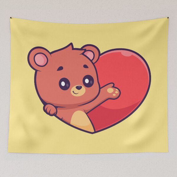 Item preview, Bear Hugs: Cute Bear with Love Heart Sign - Cartoon Illustration designed and sold by hjian8219.