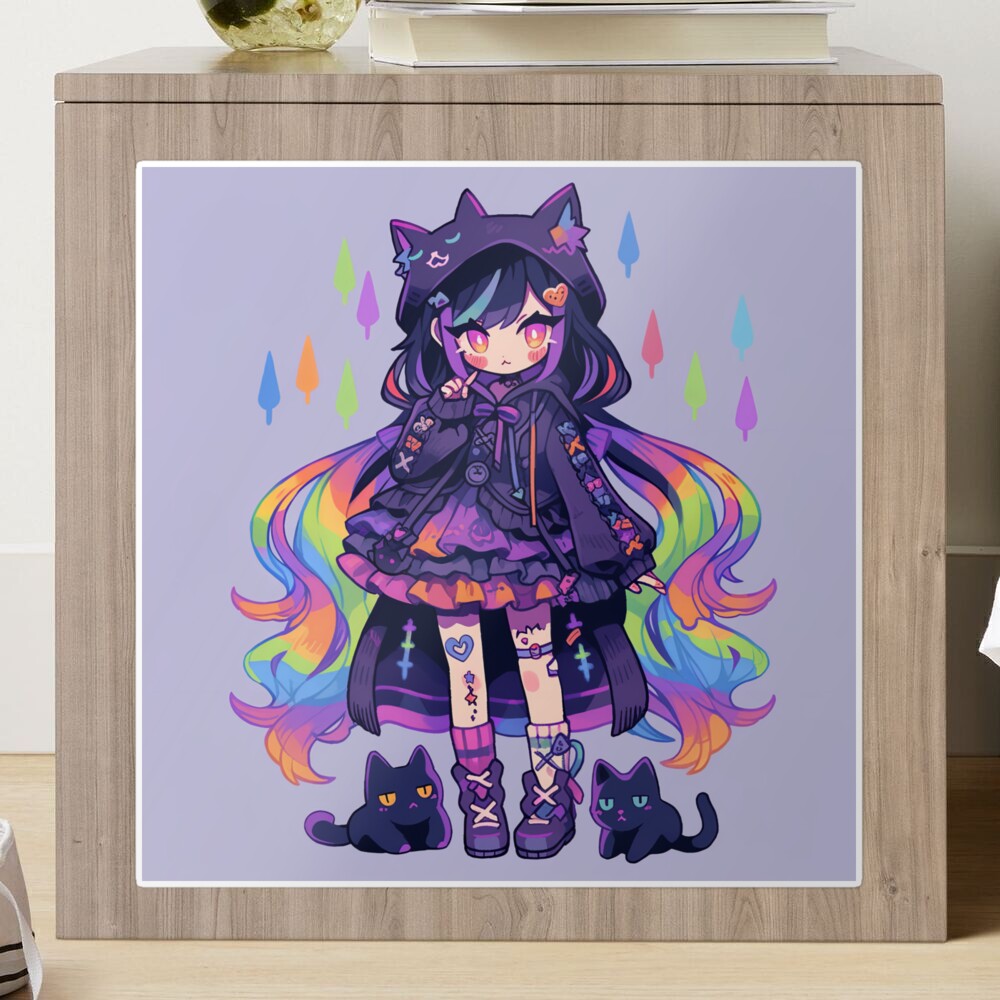 Cute anime Kitty girl | Anime gifts for girls | Rustiq Color | Sticker