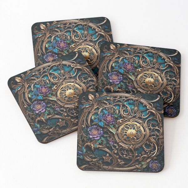 Item preview, Steampunk Flowers and Rusty Clockwork with Dark Background designed and sold by BrandonArtWorld.