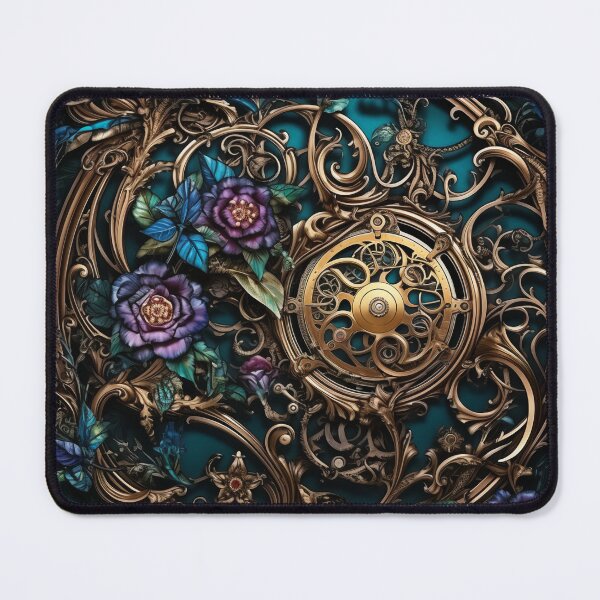 Item preview, Steampunk Flowers and Rusty Clockwork with Dark Background designed and sold by BrandonArtWorld.