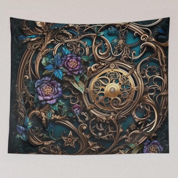 Item preview, Steampunk Flowers and Rusty Clockwork with Dark Background designed and sold by BrandonArtWorld.