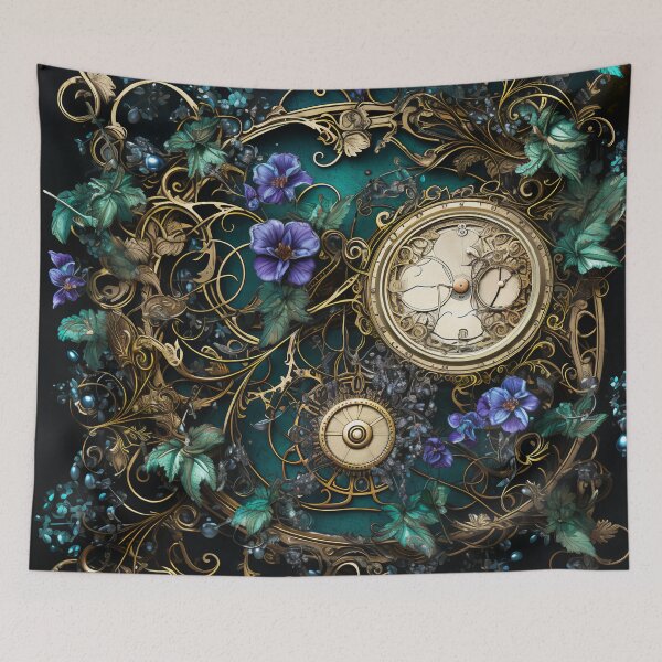 Item preview, Steampunk Flowers and Rusty Clockwork with Dark Background designed and sold by BrandonArtWorld.