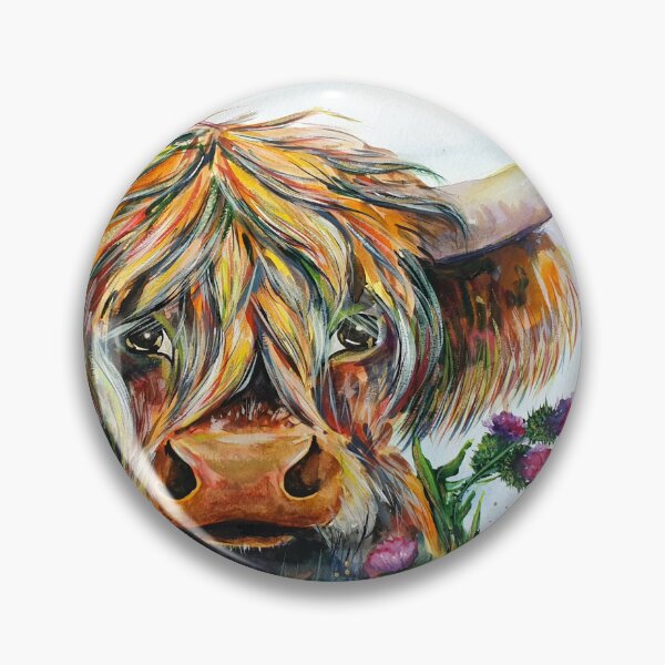 Item preview, Highland cow, watercolour painting by Marina Daniluka designed and sold by MariDaniArt.