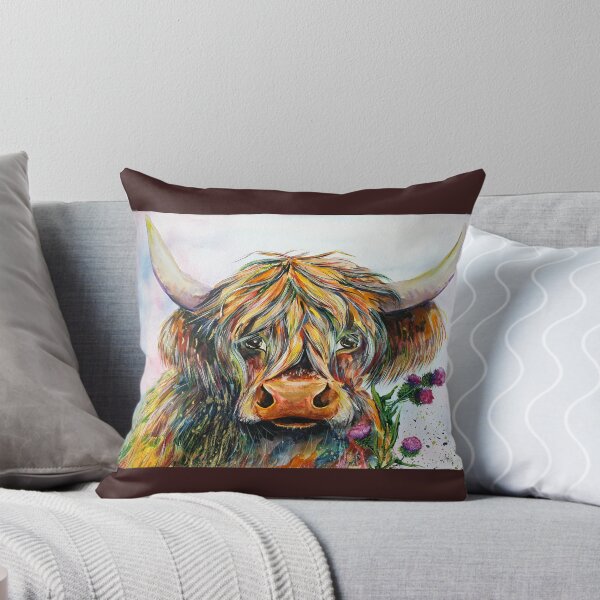 Item preview, Highland cow, watercolour painting by Marina Daniluka designed and sold by MariDaniArt.