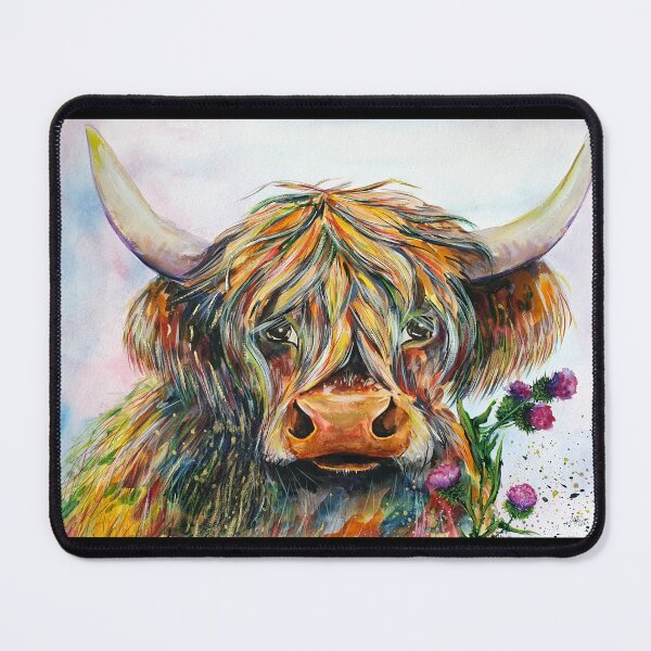 Item preview, Highland cow, watercolour painting by Marina Daniluka designed and sold by MariDaniArt.
