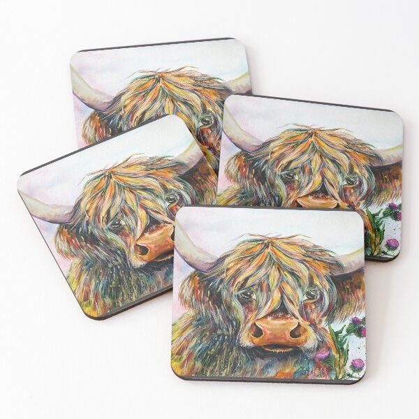 Item preview, Highland cow, watercolour painting by Marina Daniluka designed and sold by MariDaniArt.