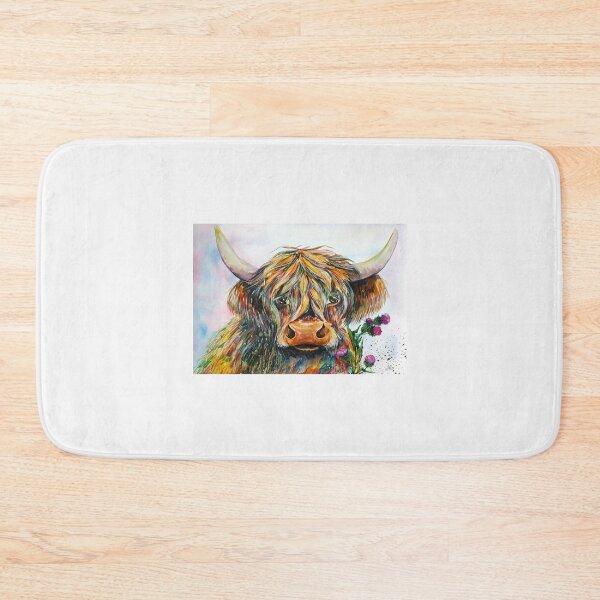 Item preview, Highland cow, watercolour painting by Marina Daniluka designed and sold by MariDaniArt.