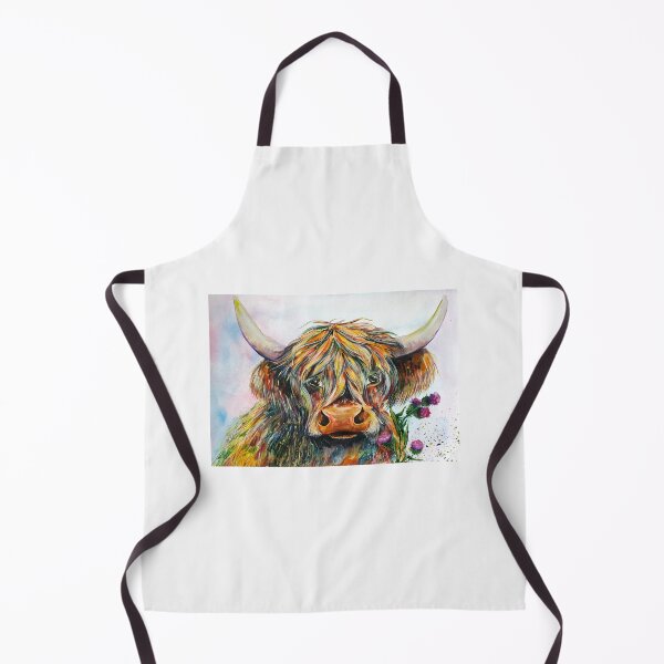 Item preview, Highland cow, watercolour painting by Marina Daniluka designed and sold by MariDaniArt.