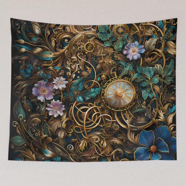 Item preview, Steampunk Flowers and Rusty Clockwork with Dark Background designed and sold by BrandonArtWorld.