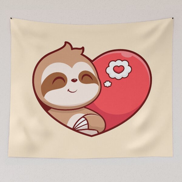 Item preview, Sloth Love: Cute Sloth Making a Love Heart Sign - Cartoon Illustration designed and sold by hjian8219.