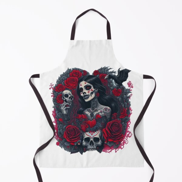 Item preview, Traditional Gothic Scary Woman with Ravens, Skulls, and Red blood Roses Tattoo designed and sold by Cesar Caligula.