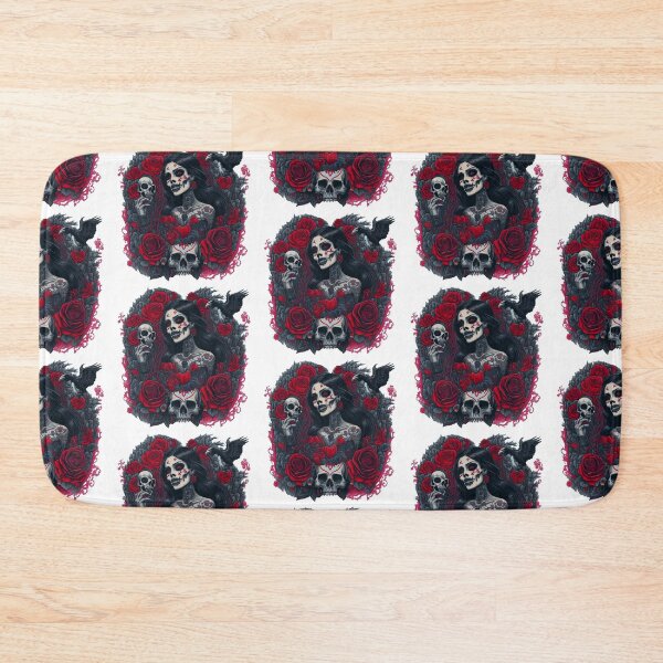 Item preview, Traditional Gothic Scary Woman with Ravens, Skulls, and Red blood Roses Tattoo designed and sold by Cesar Caligula.