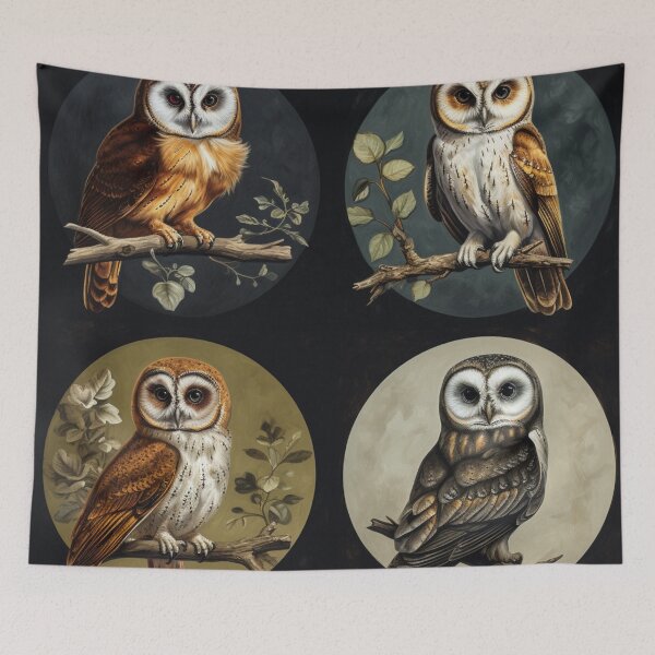 Item preview, Barn Owls designed and sold by LadybellVintage.