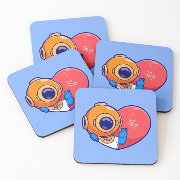 Item preview, Diving into Love: Cute Diver with Love Heart Sign - Cartoon Illustration designed and sold by hjian8219.