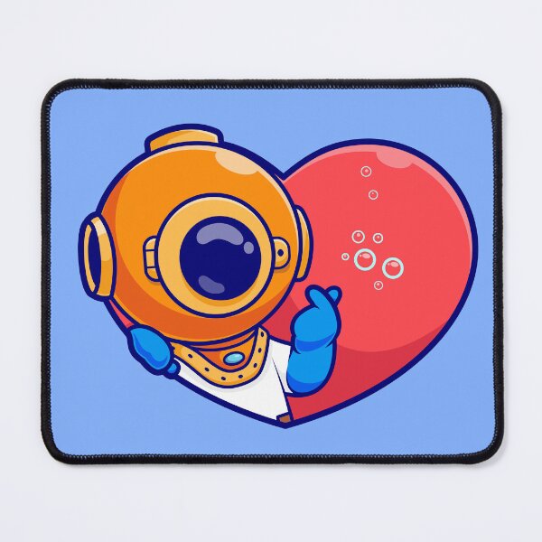 Item preview, Diving into Love: Cute Diver with Love Heart Sign - Cartoon Illustration designed and sold by hjian8219.