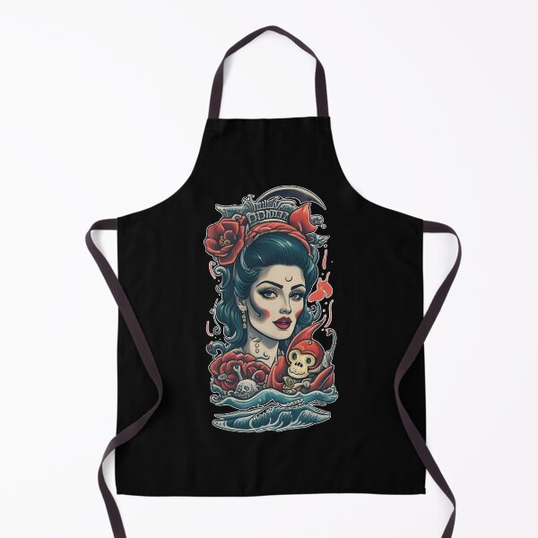 Item preview, Traditional Beautiful Sailor Lady and Red Roses, Sea waves nd Monkey SkullTattoo designed and sold by Cesar Caligula.