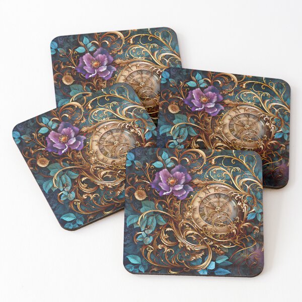 Item preview, Steampunk Flowers and Rusty Clockwork with Dark Background designed and sold by BrandonArtWorld.