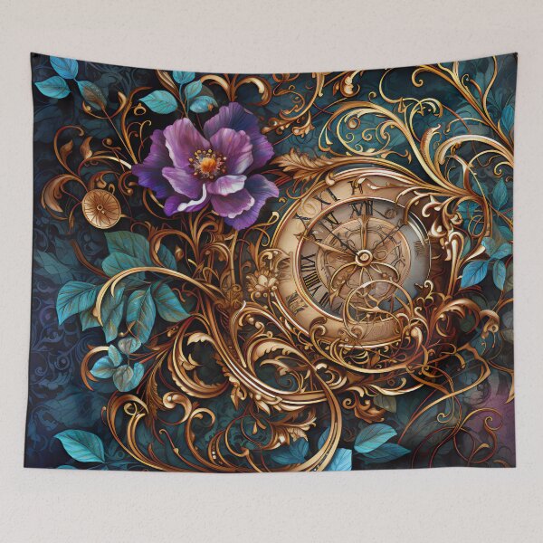 Item preview, Steampunk Flowers and Rusty Clockwork with Dark Background designed and sold by BrandonArtWorld.