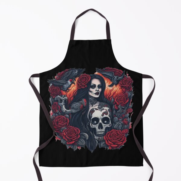 Item preview, Traditional Gothic Scary Woman with Ravens, Skulls, and Red blood Roses Tattoo designed and sold by Cesar Caligula.