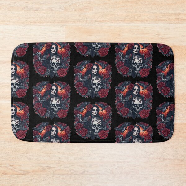 Item preview, Traditional Gothic Scary Woman with Ravens, Skulls, and Red blood Roses Tattoo designed and sold by Cesar Caligula.