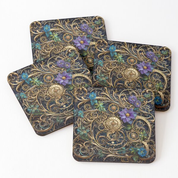 Item preview, Steampunk Flowers and Rusty Clockwork with Dark Background designed and sold by BrandonArtWorld.