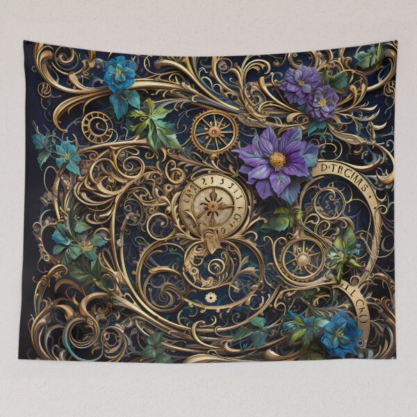 Item preview, Steampunk Flowers and Rusty Clockwork with Dark Background designed and sold by BrandonArtWorld.