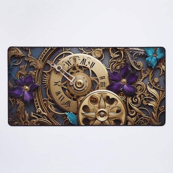 Item preview, Steampunk Flowers and Rusty Clockwork with Dark Background designed and sold by BrandonArtWorld.