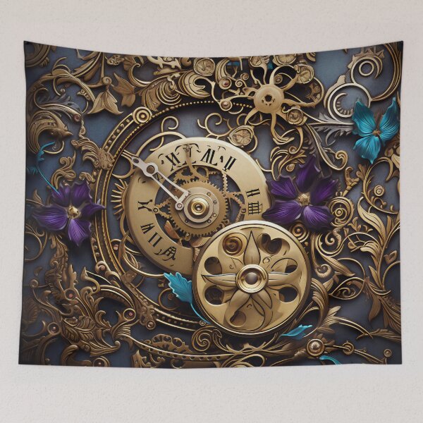 Item preview, Steampunk Flowers and Rusty Clockwork with Dark Background designed and sold by BrandonArtWorld.