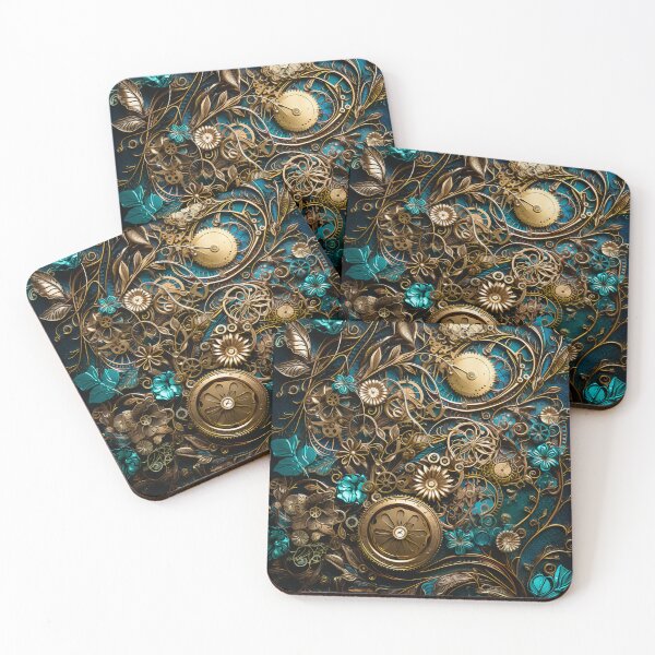 Item preview,  Steampunk Flowers and Rusty Clockwork with Dark Background designed and sold by BrandonArtWorld.