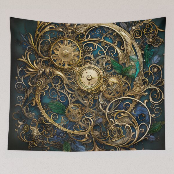 Item preview, Steampunk Flowers and Rusty Clockwork with Dark Background designed and sold by BrandonArtWorld.