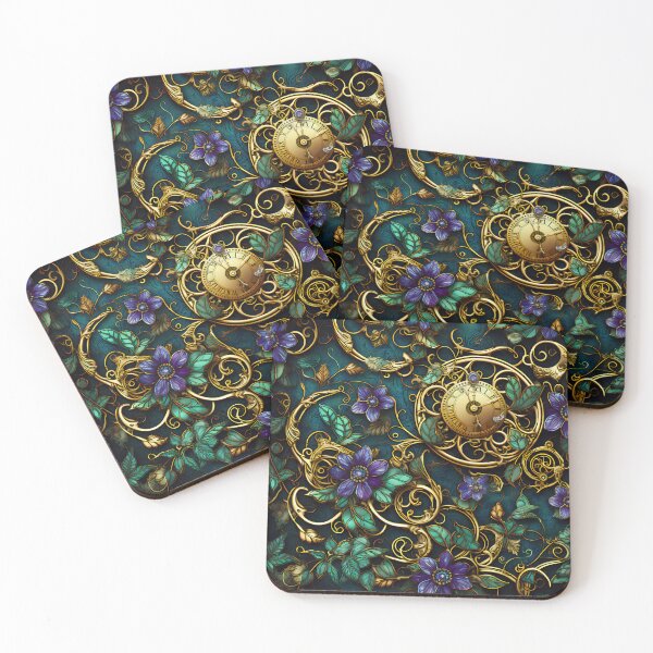 Item preview, Steampunk Flowers and Rusty Clockwork with Dark Background designed and sold by BrandonArtWorld.