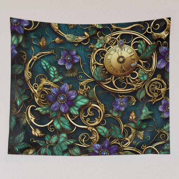 Item preview, Steampunk Flowers and Rusty Clockwork with Dark Background designed and sold by BrandonArtWorld.